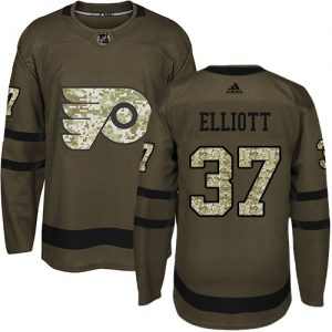 Pánské NHL Philadelphia Flyers dresy 37 Brian Elliott Authentic Zelená Adidas Salute to Service