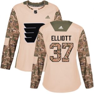Dámské NHL Philadelphia Flyers dresy 37 Brian Elliott Authentic Camo Adidas Veterans Day Practice