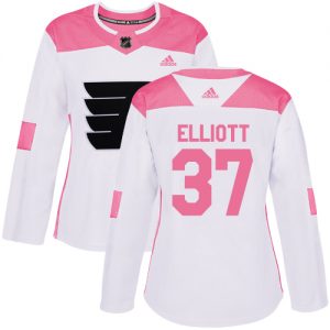 Dámské NHL Philadelphia Flyers dresy 37 Brian Elliott Authentic Bílý Růžový Adidas Fashion