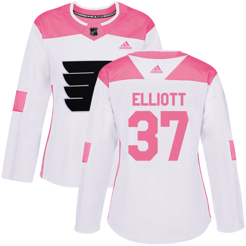 Dámské NHL Philadelphia Flyers dresy 37 Brian Elliott Authentic Bílý Růžový Adidas Fashion