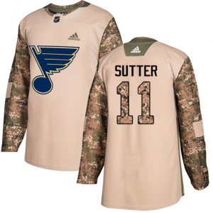 Pánské NHL St. Louis Blues dresy 11 Brian Sutter Authentic Camo Adidas Veterans Day Practice