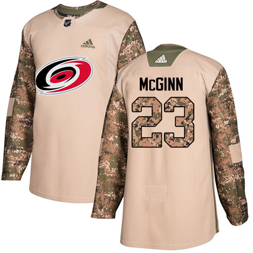 Pánské NHL Carolina Hurricanes dresy 23 Brock McGinn Authentic Camo Adidas Veterans Day Practice