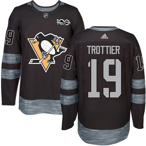 Pánské NHL Pittsburgh Penguins dresy 19 Bryan Trottier Authentic Černá Adidas 1917 2017 100th Anniversary