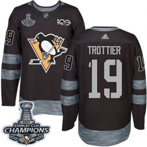 Pánské NHL Pittsburgh Penguins dresy 19 Bryan Trottier Authentic Černá Adidas Stanley Cup Champions 1917 2017 100th Anniversary