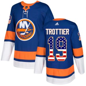 Pánské NHL New York Islanders dresy 19 Bryan Trottier Authentic královská modrá Adidas USA Flag Fashion