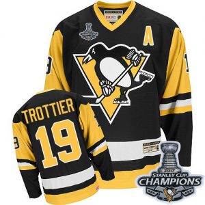 Pánské NHL Pittsburgh Penguins dresy 19 Bryan Trottier Authentic Throwback Černá CCM Stanley Cup Champions