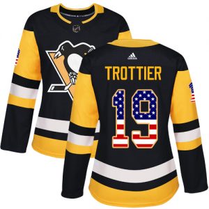 Dámské NHL Pittsburgh Penguins dresy 19 Bryan Trottier Authentic Černá Adidas USA Flag Fashion