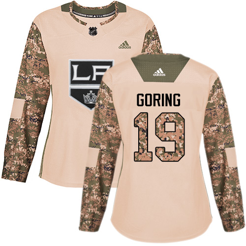 Dámské NHL Los Angeles Kings dresy 19 Butch Goring Authentic Camo Adidas Veterans Day Practice