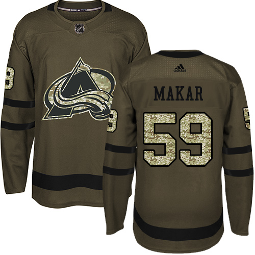 Pánské NHL Colorado Avalanche dresy 59 Cale Makar Authentic Zelená Adidas Salute to Service