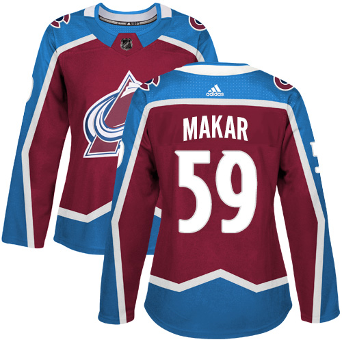 Dámské NHL Colorado Avalanche dresy 59 Cale Makar Authentic Burgundy Červené Adidas Domácí