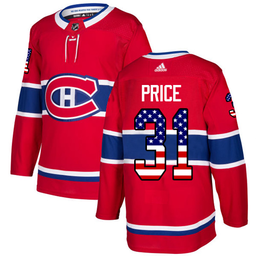 Pánské NHL Montreal Canadiens dresy 31 Carey Price Authentic Červené Adidas USA Flag Fashion