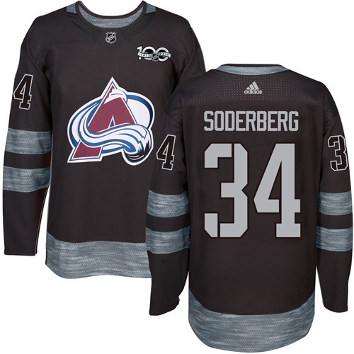 Pánské NHL Colorado Avalanche dresy 34 Carl Soderberg Authentic Černá Adidas 1917 2017 100th Anniversary