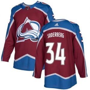 Pánské NHL Colorado Avalanche dresy 34 Carl Soderberg Authentic Burgundy Červené Adidas Domácí