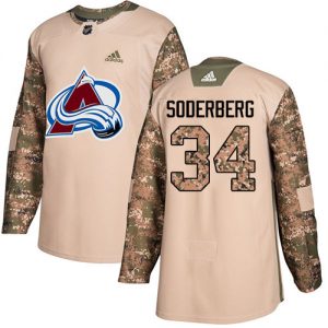 Pánské NHL Colorado Avalanche dresy 34 Carl Soderberg Authentic Camo Adidas Veterans Day Practice