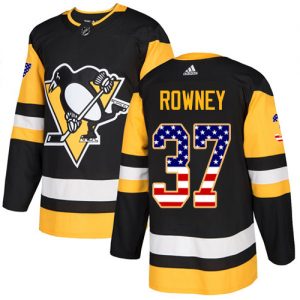 Pánské NHL Pittsburgh Penguins dresy 37 Carter Rowney Authentic Černá Adidas USA Flag Fashion