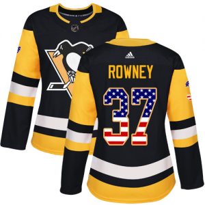 Dámské NHL Pittsburgh Penguins dresy 37 Carter Rowney Authentic Černá Adidas USA Flag Fashion