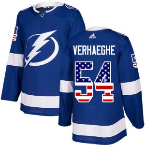 Pánské NHL Tampa Bay Lightning dresy 54 Carter Verhaeghe Authentic modrá Adidas USA Flag Fashion