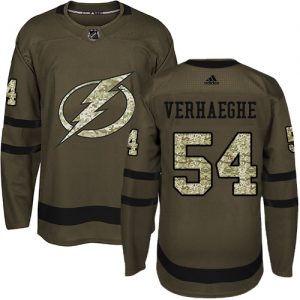 Pánské NHL Tampa Bay Lightning dresy 54 Carter Verhaeghe Authentic Zelená Adidas Salute to Service