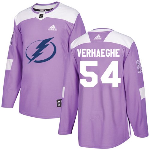 Pánské NHL Tampa Bay Lightning dresy 54 Carter Verhaeghe Authentic Nachový Adidas Fights Cancer Practice