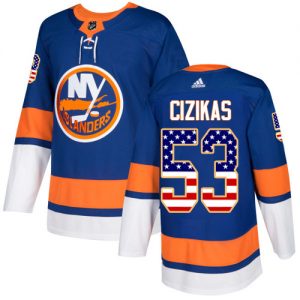 Pánské NHL New York Islanders dresy 53 Casey Cizikas Authentic královská modrá Adidas USA Flag Fashion