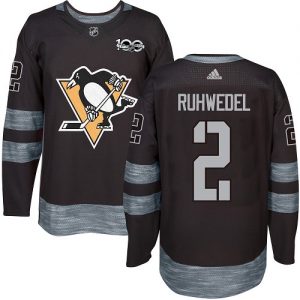 Pánské NHL Pittsburgh Penguins dresy 2 Chad Ruhwedel Authentic Černá Adidas 1917 2017 100th Anniversary