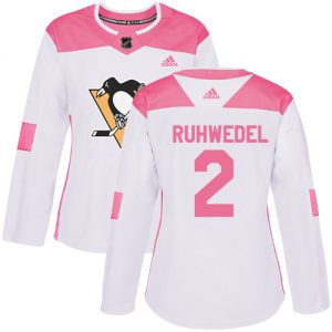 Dámské NHL Pittsburgh Penguins dresy 2 Chad Ruhwedel Authentic Bílý Růžový Adidas Fashion