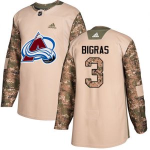 Pánské NHL Colorado Avalanche dresy 3 Chris Bigras Authentic Camo Adidas Veterans Day Practice