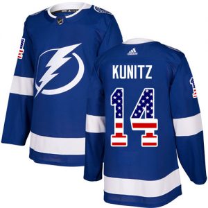 Pánské NHL Tampa Bay Lightning dresy 14 Chris Kunitz Authentic modrá Adidas USA Flag Fashion