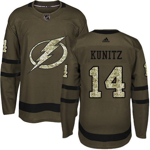 Pánské NHL Tampa Bay Lightning dresy 14 Chris Kunitz Authentic Zelená Adidas Salute to Service