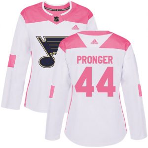 Dámské NHL St. Louis Blues dresy 44 Chris Pronger Authentic Bílý Růžový Adidas Fashion