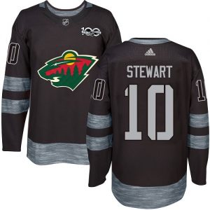 Pánské NHL Minnesota Wild dresy 10 Chris Stewart Authentic Černá Adidas 1917 2017 100th Anniversary
