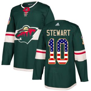 Pánské NHL Minnesota Wild dresy 10 Chris Stewart Authentic Zelená Adidas USA Flag Fashion