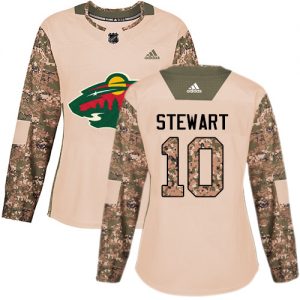 Dámské NHL Minnesota Wild dresy 10 Chris Stewart Authentic Camo Adidas Veterans Day Practice