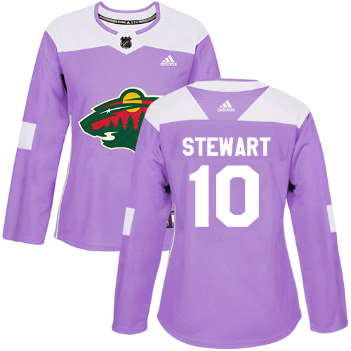 Dámské NHL Minnesota Wild dresy 10 Chris Stewart Authentic Nachový Adidas Fights Cancer Practice