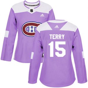 Dámské NHL Montreal Canadiens dresy 15 Chris Terry Authentic Nachový Adidas Fights Cancer Practice