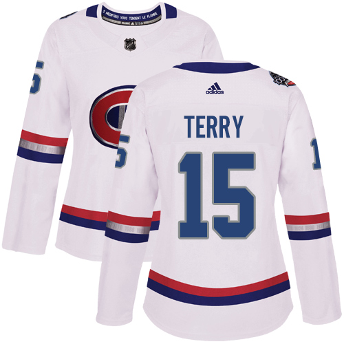 Dámské NHL Montreal Canadiens dresy 15 Chris Terry Authentic Bílý Adidas 2017 100 Classic