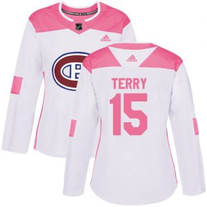 Dámské NHL Montreal Canadiens dresy 15 Chris Terry Authentic Bílý Růžový Adidas Fashion