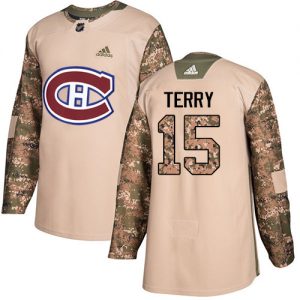 Dětské NHL Montreal Canadiens dresy 15 Chris Terry Authentic Camo Adidas Veterans Day Practice