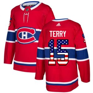Dětské NHL Montreal Canadiens dresy 15 Chris Terry Authentic Červené Adidas USA Flag Fashion
