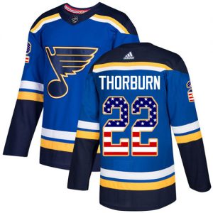 Pánské NHL St. Louis Blues dresy 22 Chris Thorburn Authentic modrá Adidas USA Flag Fashion