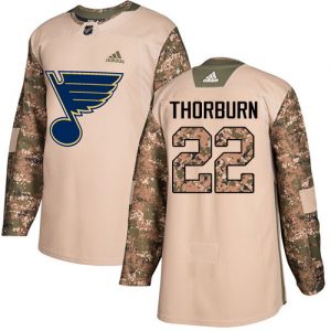 Pánské NHL St. Louis Blues dresy 22 Chris Thorburn Authentic Camo Adidas Veterans Day Practice