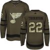 Pánské NHL St. Louis Blues dresy 22 Chris Thorburn Authentic Zelená Adidas Salute to Service