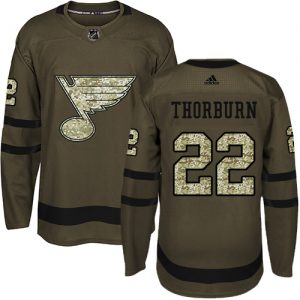 Pánské NHL St. Louis Blues dresy 22 Chris Thorburn Authentic Zelená Adidas Salute to Service