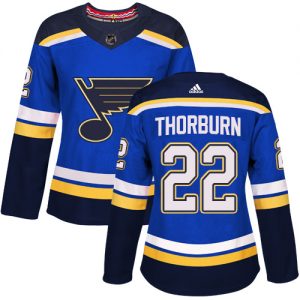 Dámské NHL St. Louis Blues dresy 22 Chris Thorburn Authentic královská modrá Adidas Domácí