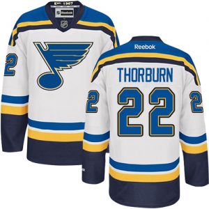 Dámské NHL St. Louis Blues dresy 22 Chris Thorburn Authentic Bílý Reebok Venkovní hokejové dresy