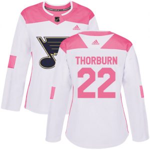 Dámské NHL St. Louis Blues dresy 22 Chris Thorburn Authentic Bílý Růžový Adidas Fashion
