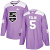 Pánské NHL Los Angeles Kings dresy 5 Christian Folin Authentic Nachový Adidas Fights Cancer Practice