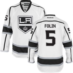 Pánské NHL Los Angeles Kings dresy 5 Christian Folin Authentic Bílý Reebok Venkovní hokejové dresy