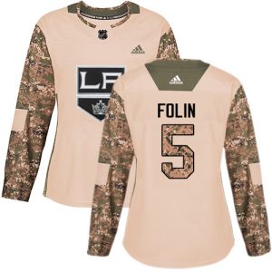 Dámské NHL Los Angeles Kings dresy 5 Christian Folin Authentic Camo Adidas Veterans Day Practice