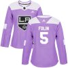 Dámské NHL Los Angeles Kings dresy 5 Christian Folin Authentic Nachový Adidas Fights Cancer Practice
